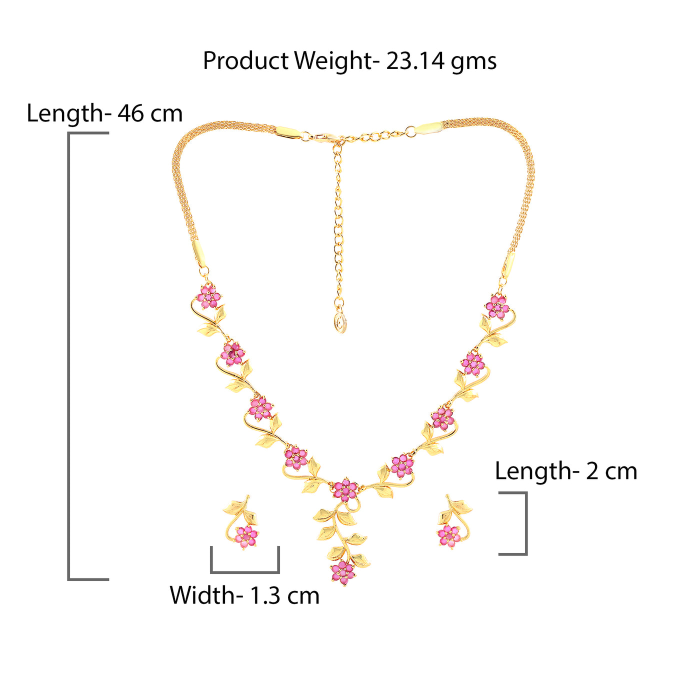 Estele Gold Plated Traditional Flower Designer Jewellery Set with Ruby Stones for Women