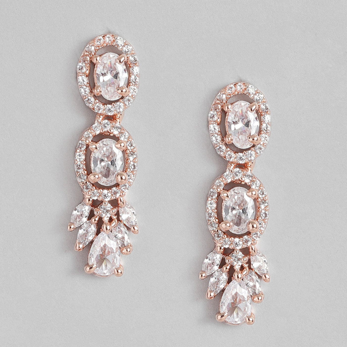 Estele Rose Gold Plated CZ Sparkling Drop earrings for Women