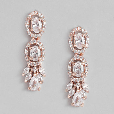 Estele Rose Gold Plated CZ Sparkling Drop earrings for Women