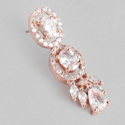Estele Rose Gold Plated CZ Sparkling Drop earrings for Women