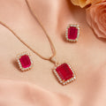 Ruby Square Designer Pendant Set
