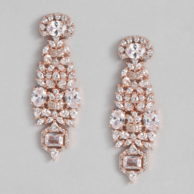 Estele Rose Gold Plated CZ Astonishing Earrings for Women