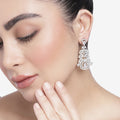 Estele Rhodium Plated CZ Fascinating Drop Earrings for Women