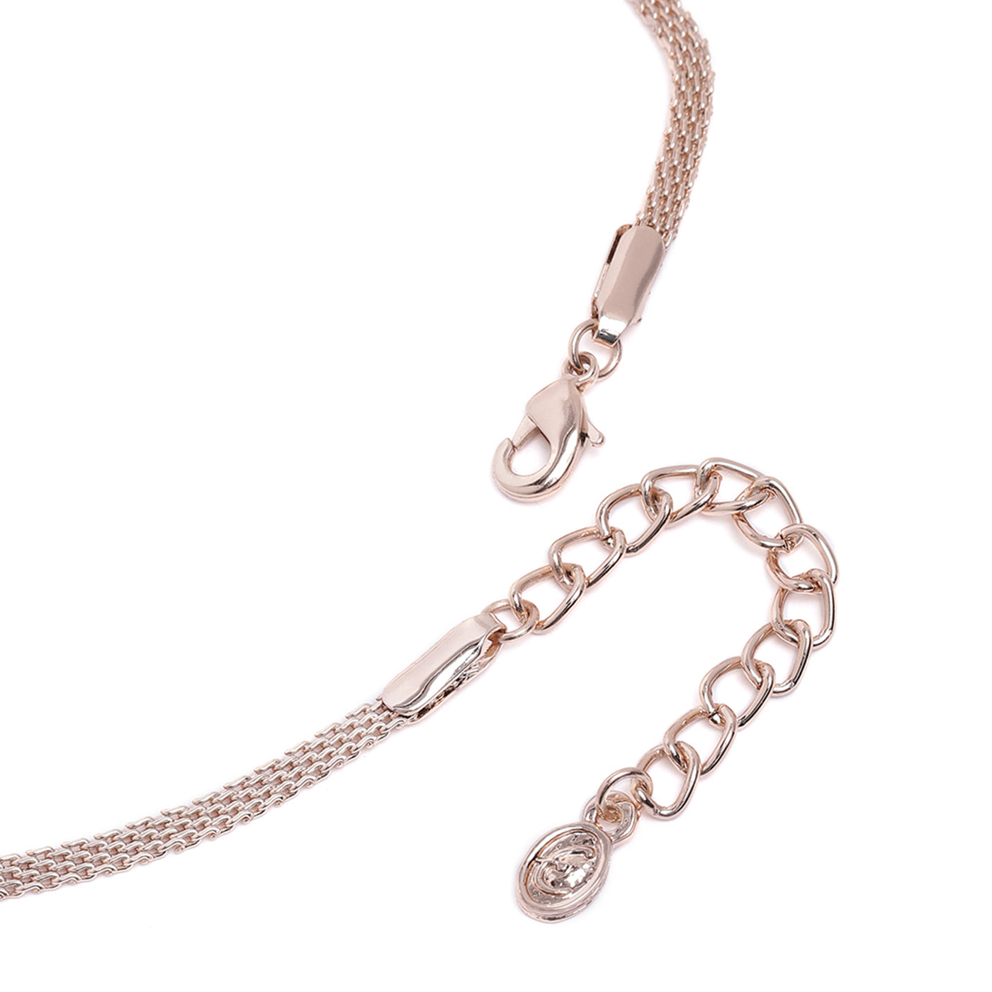 Estele Rose Gold Plated Gorgeous Mint Pink American Diamond Necklace Set for Women