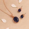 Estele Rosegold Plated CZ Elegant Designer Pendant Set with Blue Stones for Women