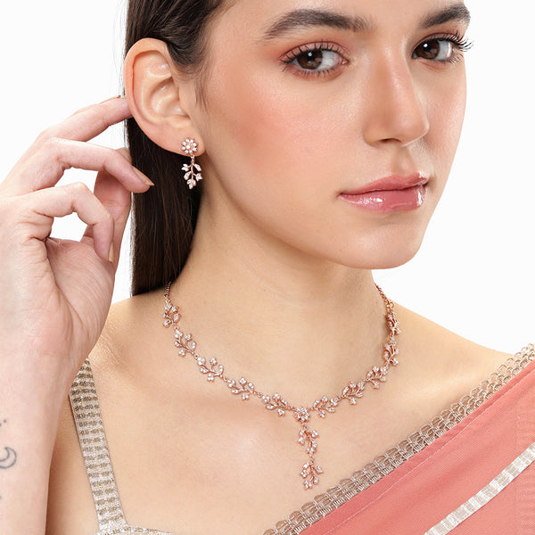 Crystal Blooms AD Necklace Set