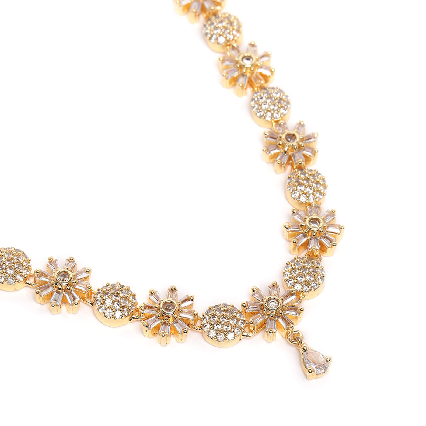 Estele Valentine Special – Premium Gold-Plated Floral American Diamond Necklace Set for Women– Feather-Light Design for a Radiant Glow