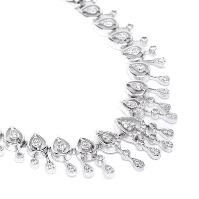 Estele Valentine Special – Rhodium Plated Lightweight White American Diamond Necklace Set for Women– Dazzling Shine for Every Occasion