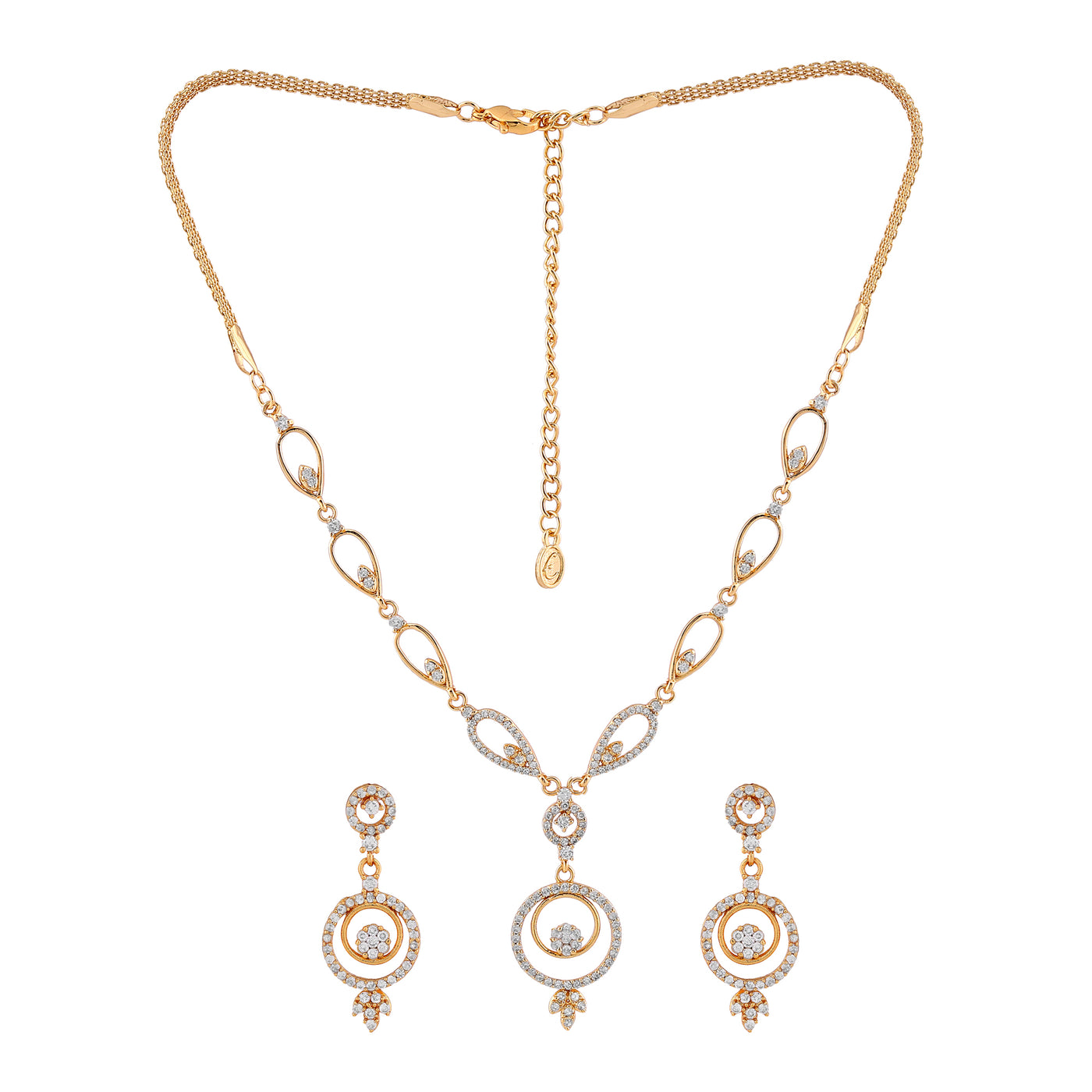 Estele Gold Plated CZ Elegant Necklace Set for Women