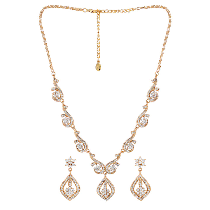 Estele Gold Plated CZ Radiance Necklace Set for Women