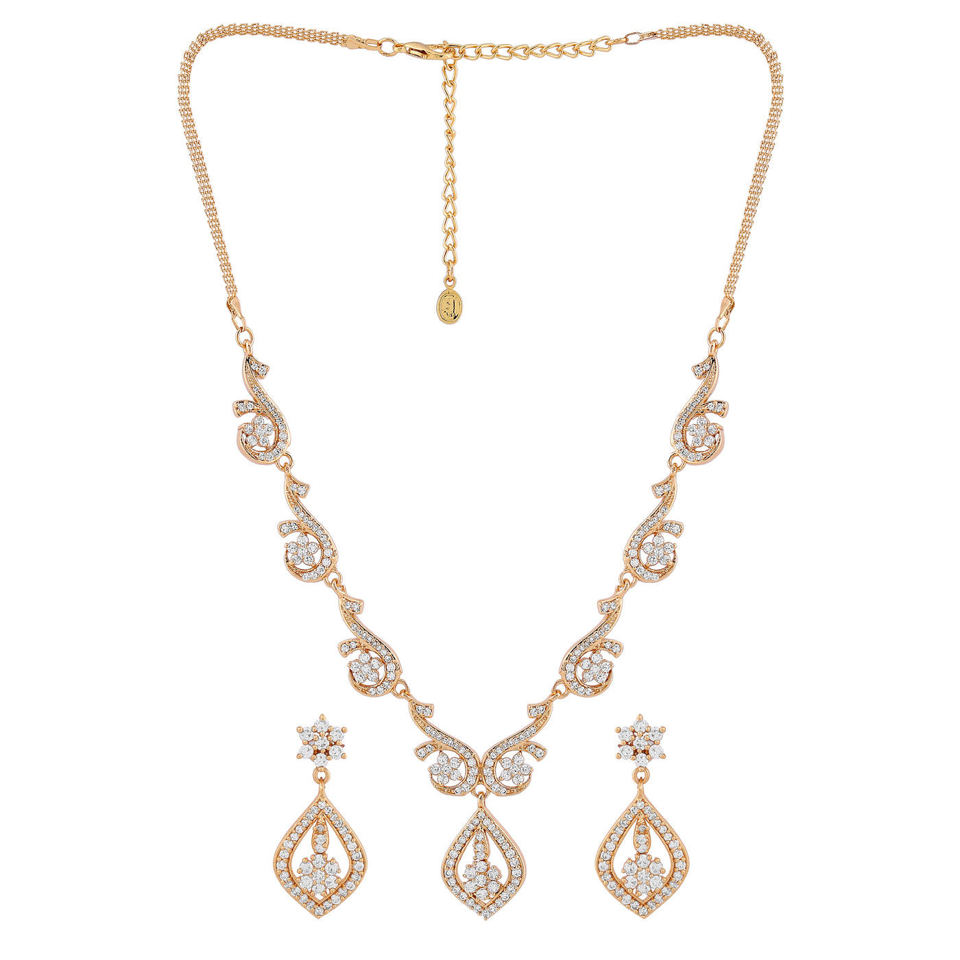 Estele Gold Plated CZ Radiance Necklace Set for Women