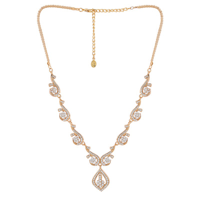 Estele Gold Plated CZ Radiance Necklace Set for Women