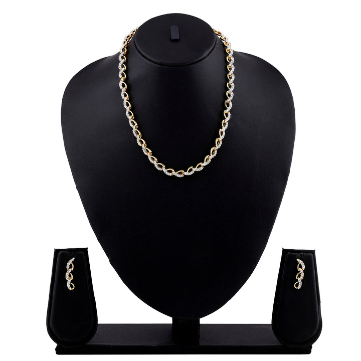 Estele Gold Plated Sparkling Necklace Set with Austrian Crystals for Women