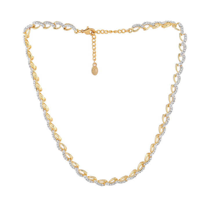 Estele Gold Plated Sparkling Necklace Set with Austrian Crystals for Women
