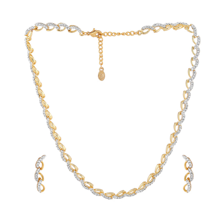 Estele Gold Plated Sparkling Necklace Set with Austrian Crystals for Women