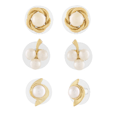 Estele Valentines Day Gift Pearl Stud Earrings Combo For Girls & Women