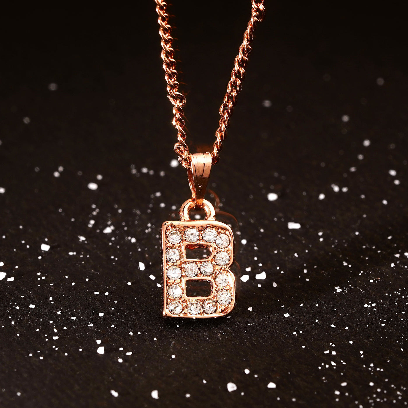 Estele Rosegold Splendid Medium 'A' Letter Pendant with Austrian Crystals for Women