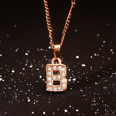 Estele Rosegold Splendid Medium 'B' Letter Pendant with Austrian Crystals for Women