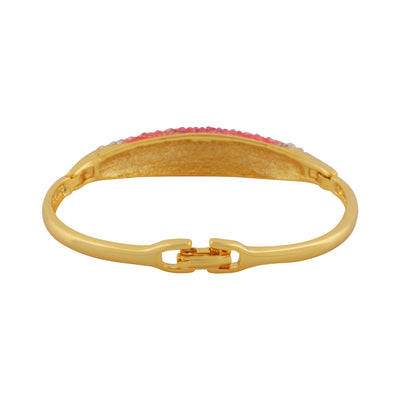 Estele Gold Plated Pink Crystal Cuff Bracelet for women
