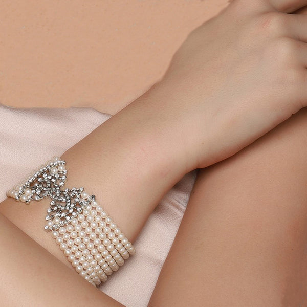 Multistrand Pearl Crystal Bracelet