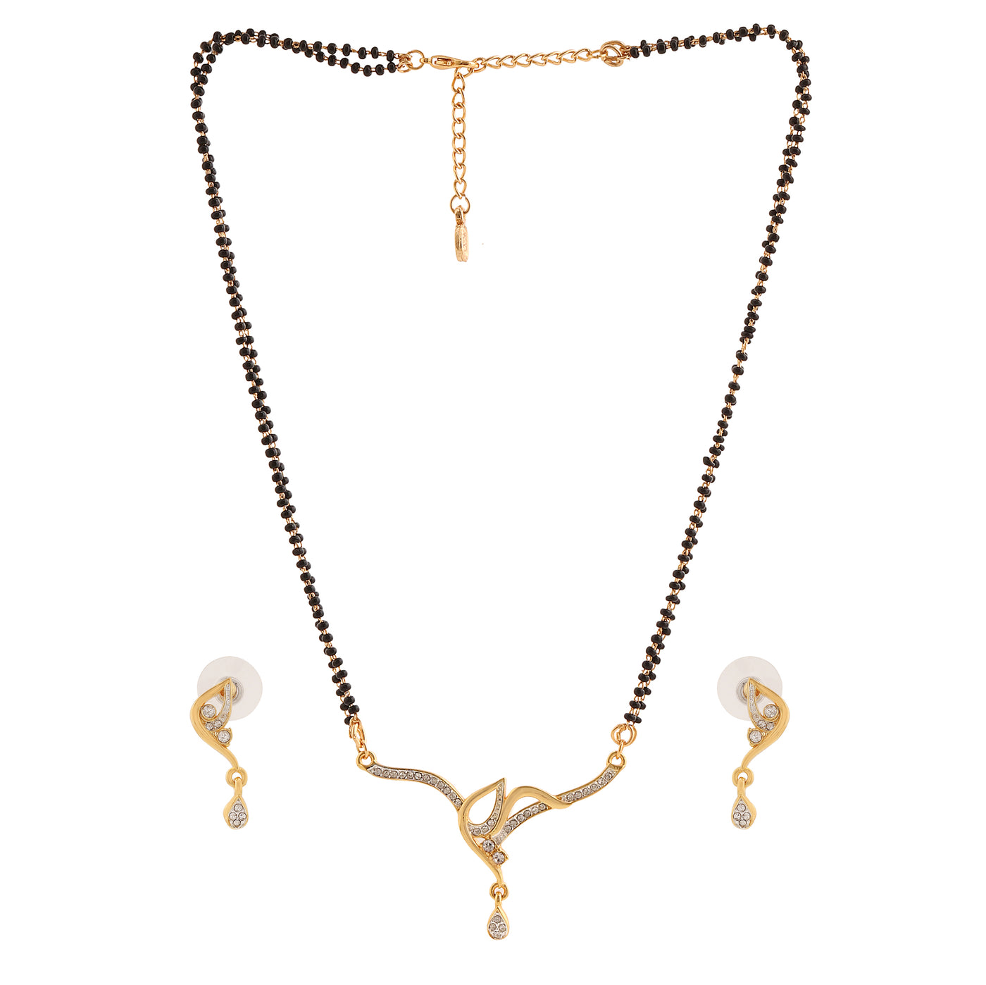 Estele Gold & Rhodium Plated Magnificent Designer Mangalsutra Necklace Set with White Austrian Crystals for Women