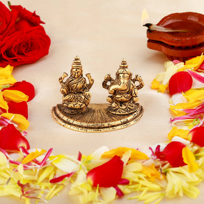 Estele Gold Plated Goddess Lakshmi & Lord Ganapati Idol
