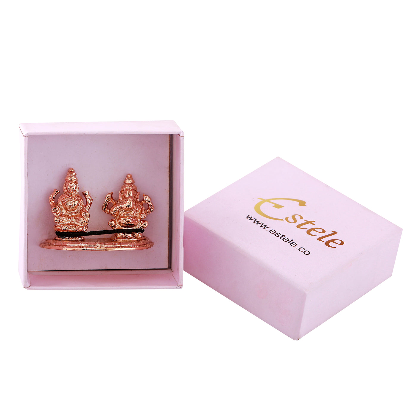 Estele Rose Gold Plated Goddess Lakshmi & Lord Ganapati Idol
