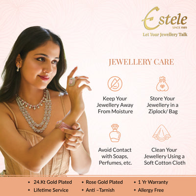 Estele Gold Plated Gorgeous Necklace Set with Multicolor American Diamonds for Women