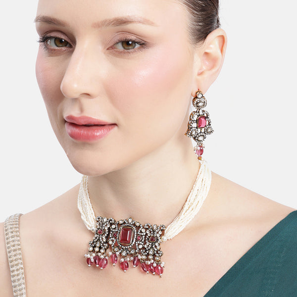 Devyani Ruby Polki Choker Set