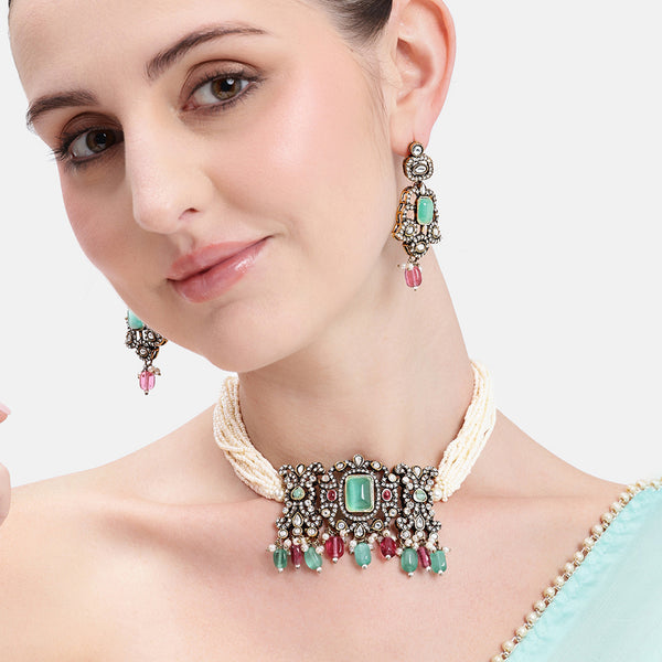 Rajmohini Floral Polki Choker Set