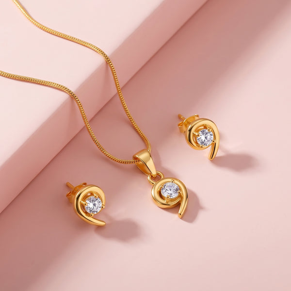 Solitaire Gold AD Pendant Set