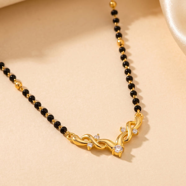 Crystal Mangalsutra Gold Necklace