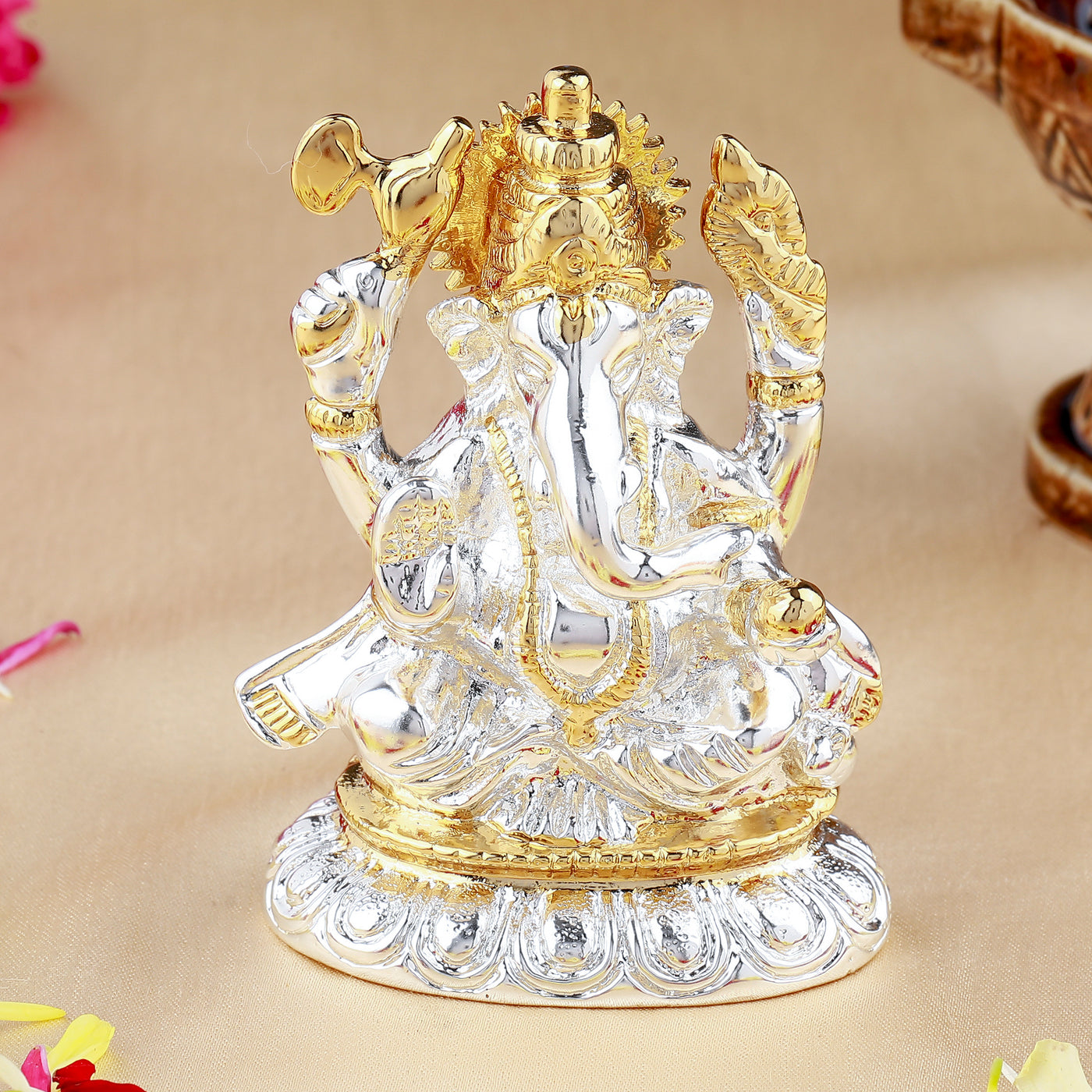 Estele Gold & Rhodium Plated Lord Ganesh Idol (21T)