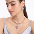 Rajratna Mint Pink CZ Hasli Necklace Set