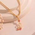 Estele Gold Plated Heart-shaped Pendant with Austrian Crystals for Women