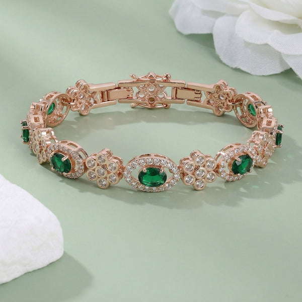 Green CZ Halo Bracelet
