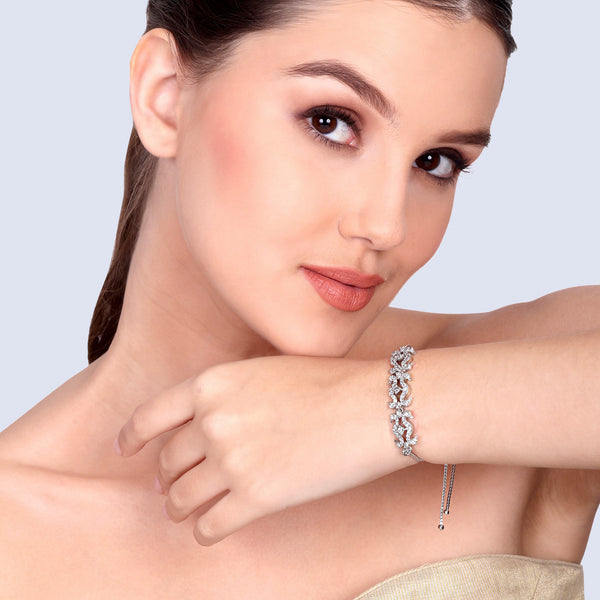 Alankara – Morbagh Rhodium White CZ Peacock Bracelet