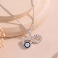 Estele Rhodium Plated Sparkling Infinity Evil Eye Charm Pendant with Austrian Crystals for Girls/Women
