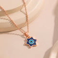 Estele Rose Gold Plated Elegant Star Designer Evil Eye Charm Pendant with Navy Blue & Turquoise Blue Enamel for Girls/Women