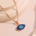 Estele Rose Gold Plated Auspicious Evil Eye Charm Pendant with Navy Blue & Turquoise Blue Enamel for Girls/Women