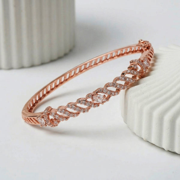 CZ Twist Design Rose Gold Bracelet