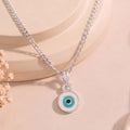 Estele Rhodium Plated Round-Shaped Evil Eye Charm Pendant with Tourquise Blue for Girls/Women