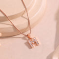 Estele Rosegold Splendid Medium 'M' Letter Pendant with Austrian Crystals for Women