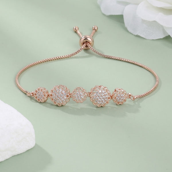 CZ Flower Rose Gold Bracelet