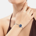 Blue CZ Oval Cuff Bracelet
