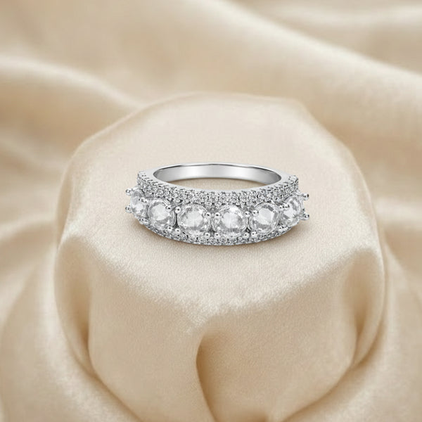 Silver Round Stone Adjustable Ring