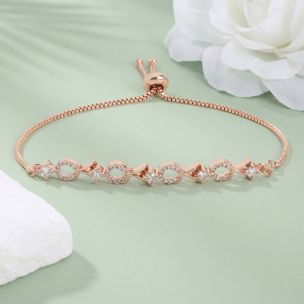 CZ Circle Arrow Rose Gold Bracelet