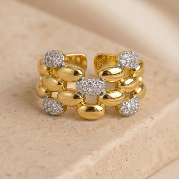 Two-Tone Chain Link Adjustable Ring