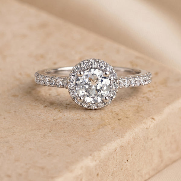Silver Halo Crystal Adjustable Ring