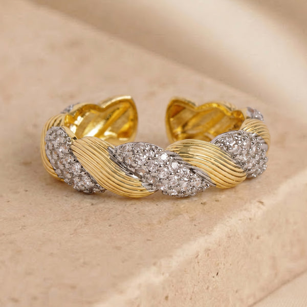 Two-Tone Twisted Chain Adjustable Ring